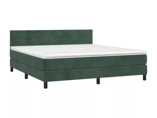 Sommier tapissier matelas et LED Vert foncé 180x200 cm Velours
