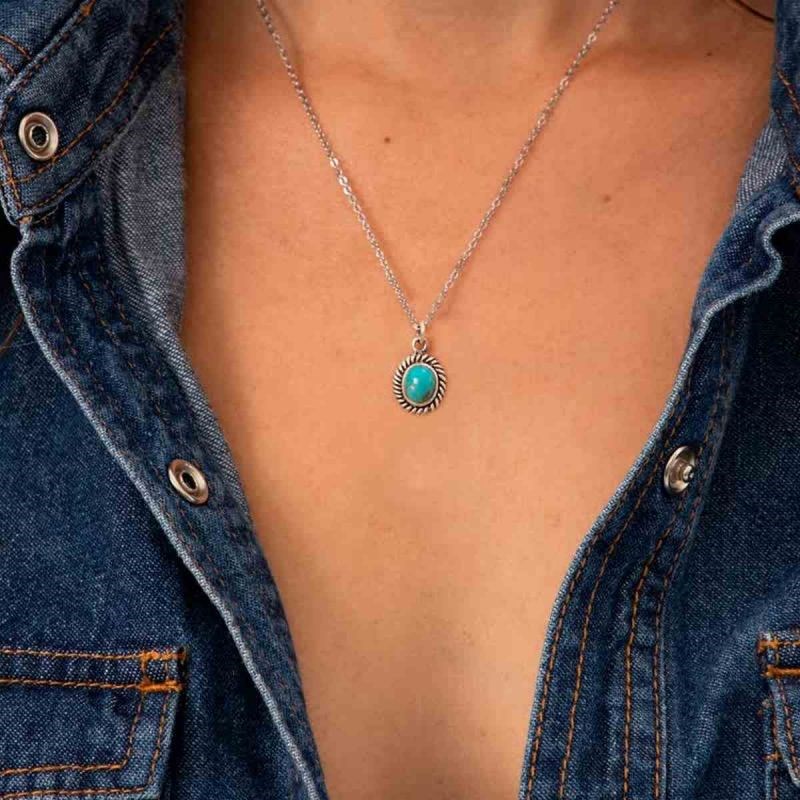 Collier argent massif et pierre naturelle