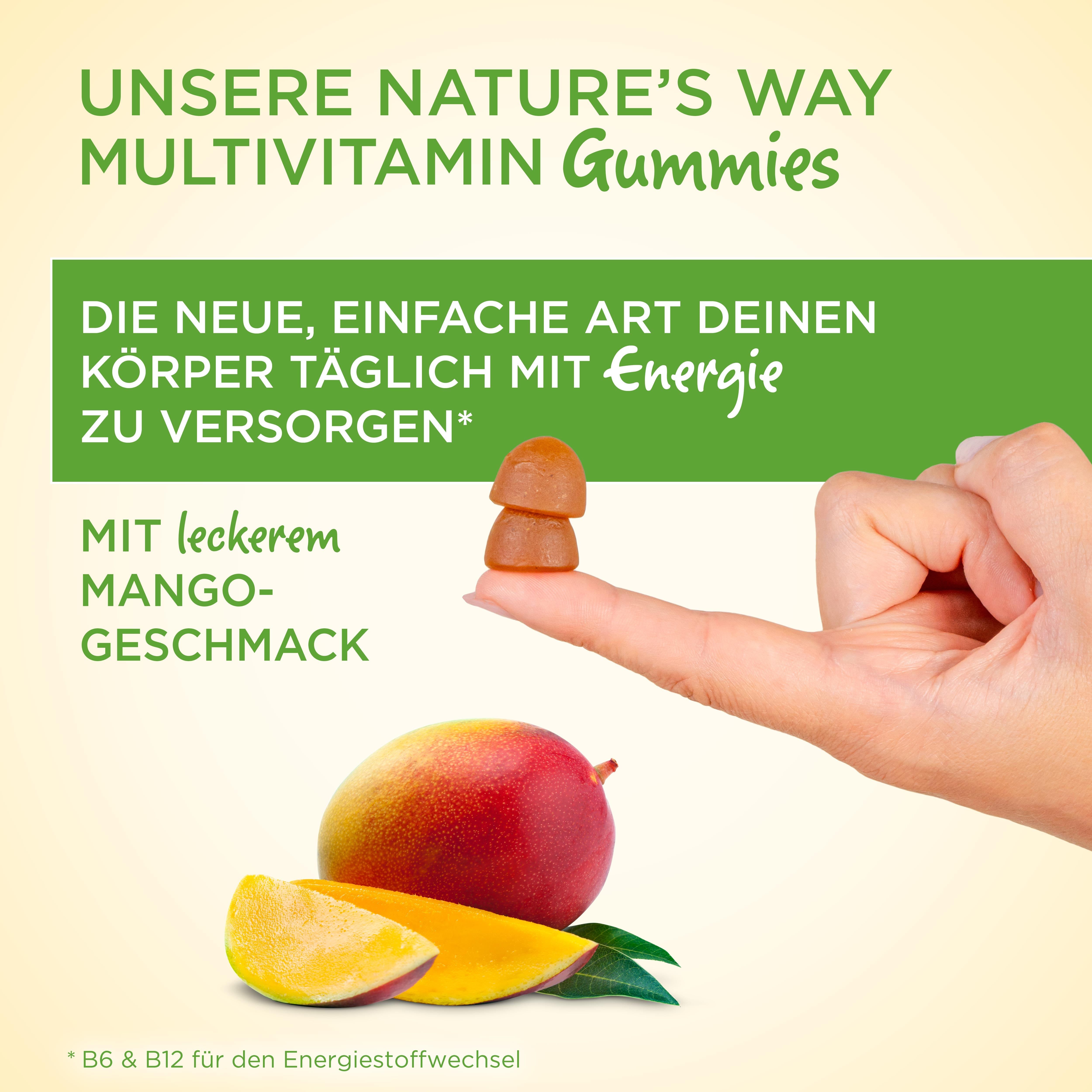 Nature's Way Vitamin B Komplex Gummies - hochdosiert B1 B2 B3 B5 B - mit Vitamin C & Folsäure