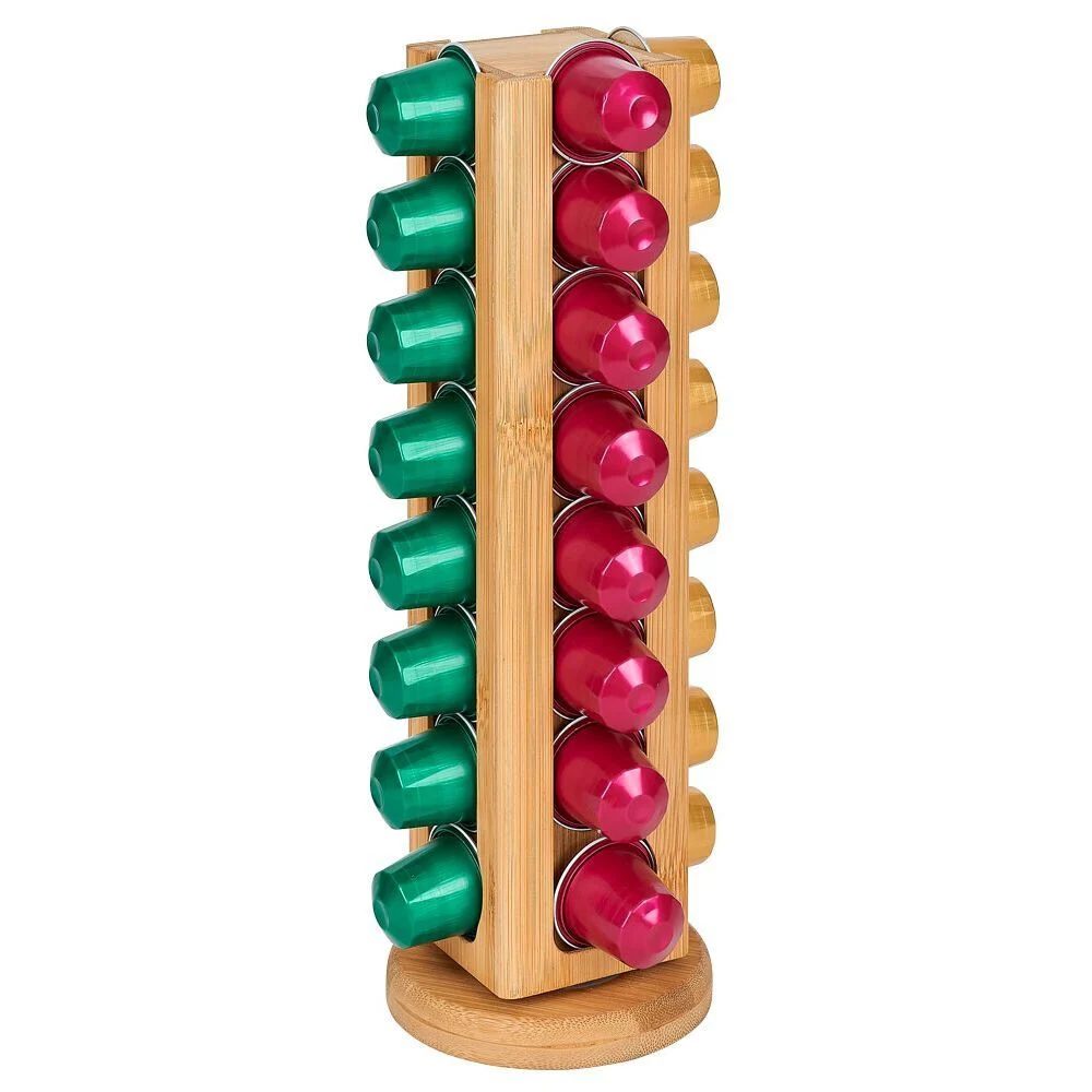 Porte capsules rotatif en bambou Ø10xH29cm