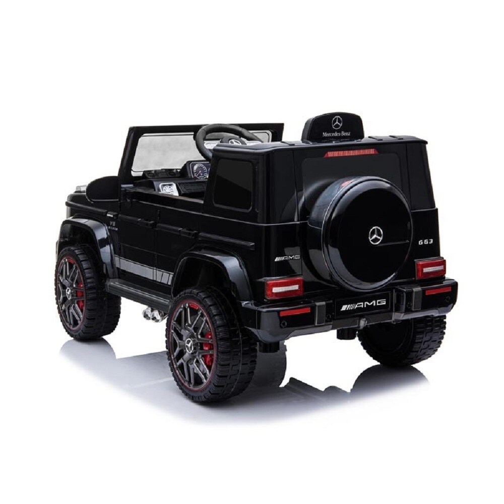 ES-Toys Kinder Elektroauto Mercedes G63 AMG, MP3, Stoßdämpfer, Fernbedienung