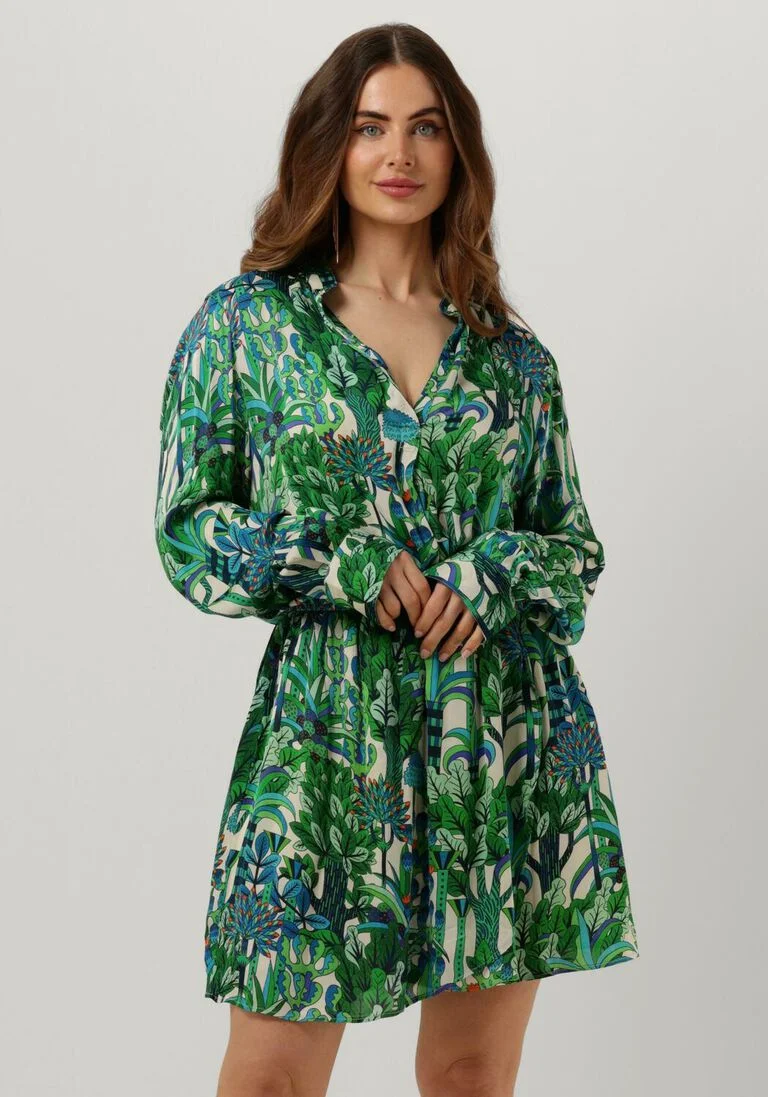 EST\\'SEVEN groene est'seven mini jurk est&rsquo;journee dress bambu