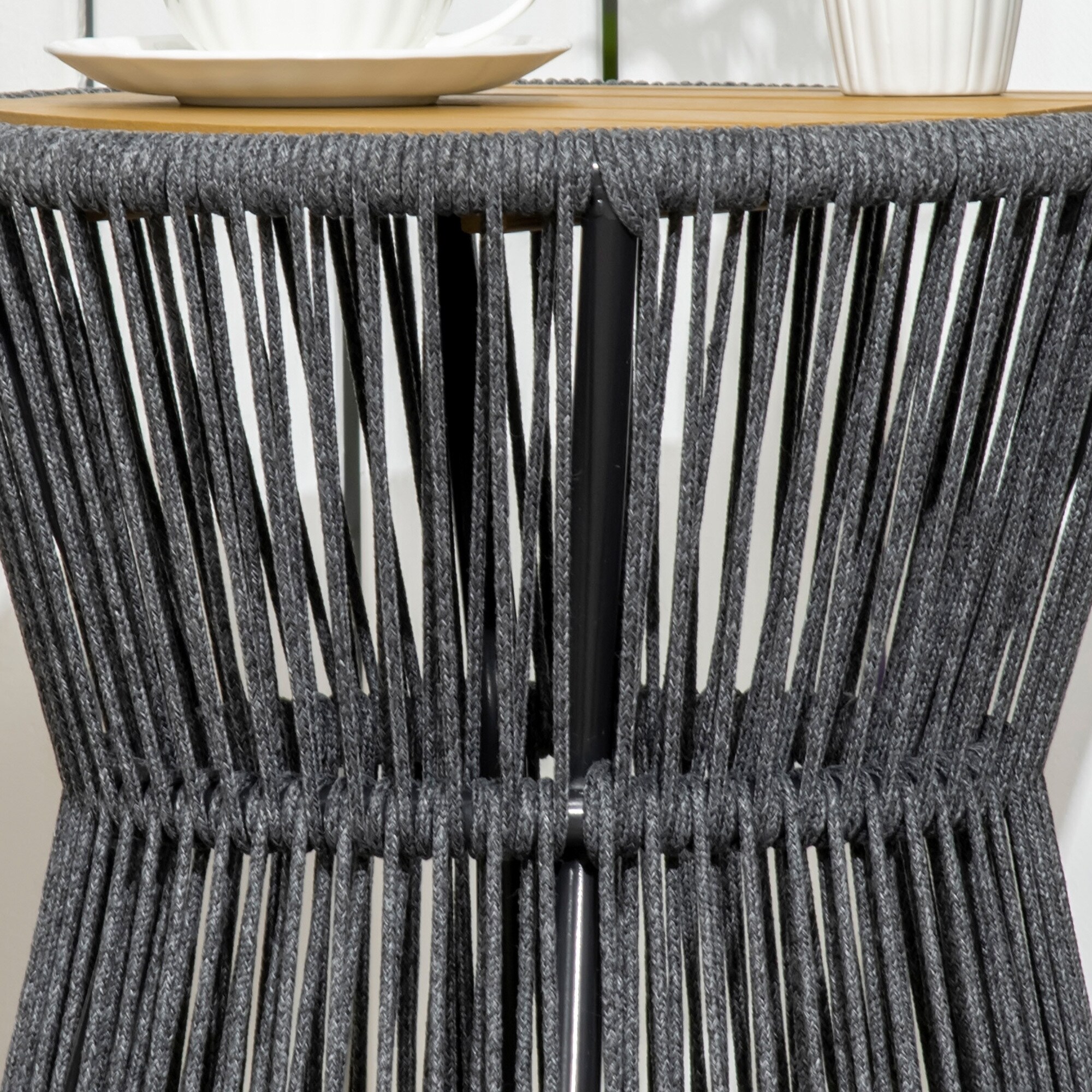 Outsunny Beistelltisch mit PE-Ratten grau 39L x 39B x 49H cm