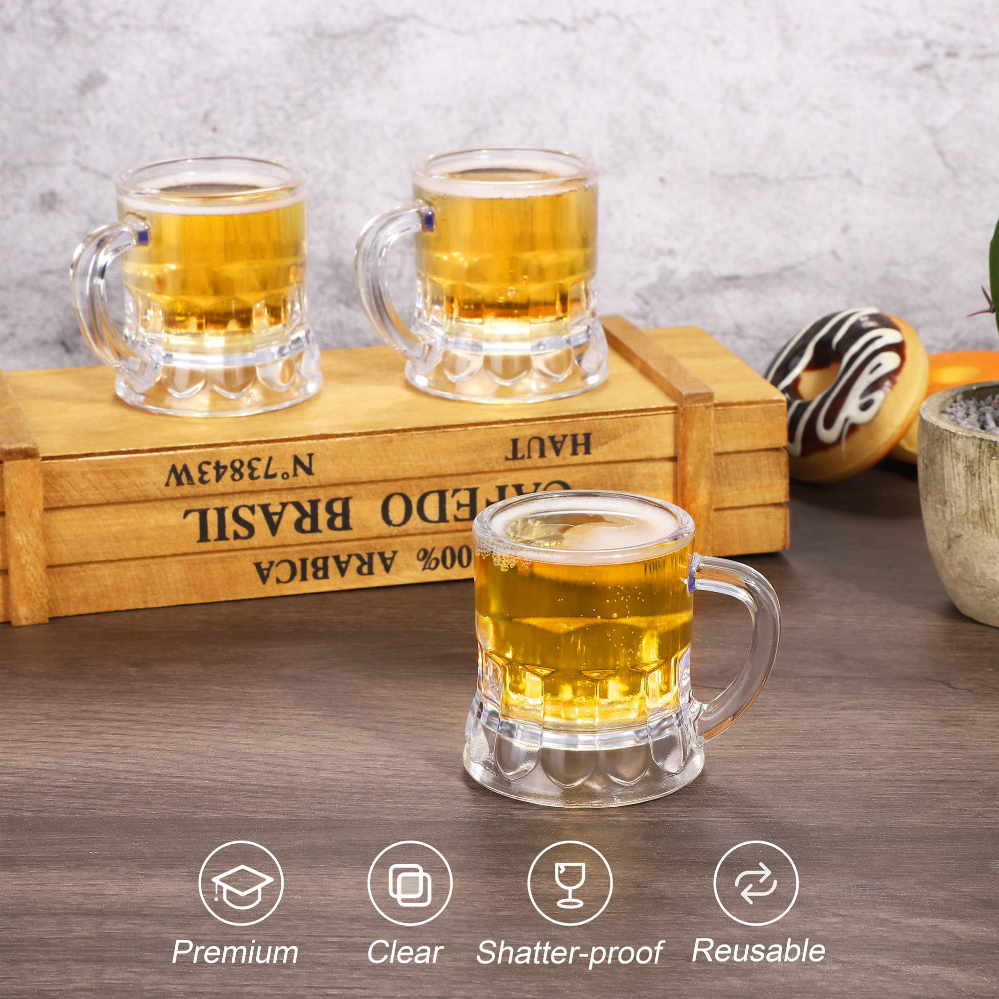 (24er Set) 5cl Mini Bier Krug Schnaps Gläser Party Shot Glas - Transparent