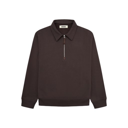 Woodbird Tom Zip Polo Sweatshirt, Brown, M