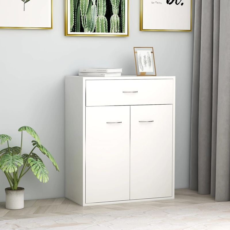 vidaXL - Dressoir - Wit - Bewerkte Hout - 2 Deuren en Lade