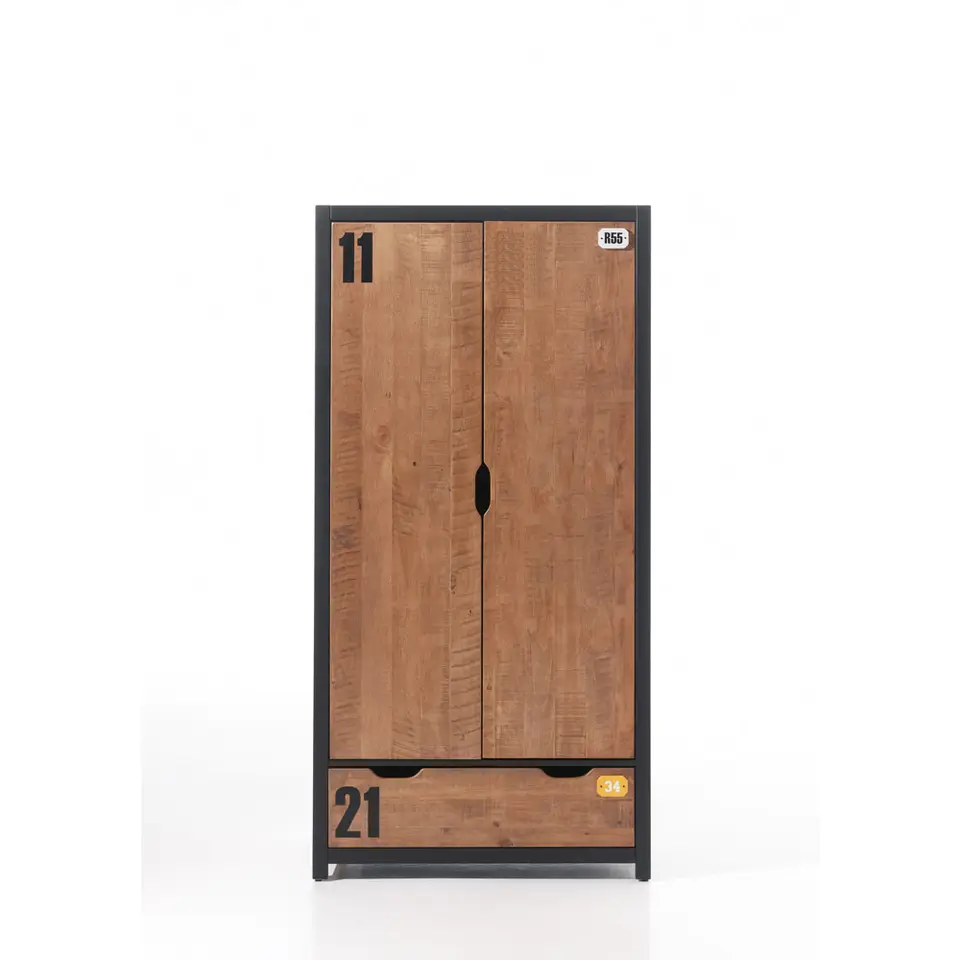 Vipack 2-deurs kledingkast Alex - bruin/zwart - 200x100x55 cm