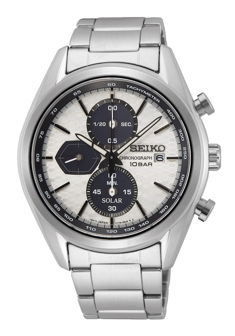 Seiko Herrenchronograph Solar Macchina Sportiva Weiß