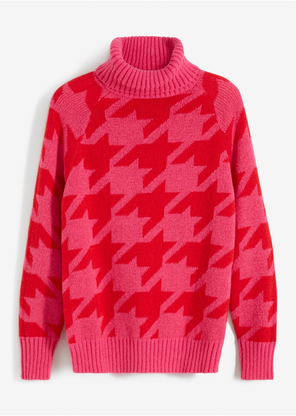 Pull col roulé à motif