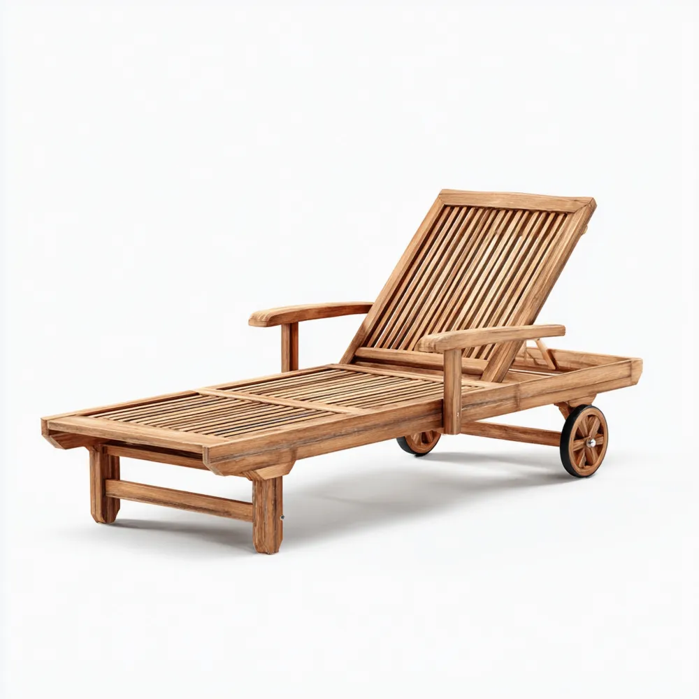 Verstellbare Gartenliege aus Massivholz 200x70x35 cm - Natur