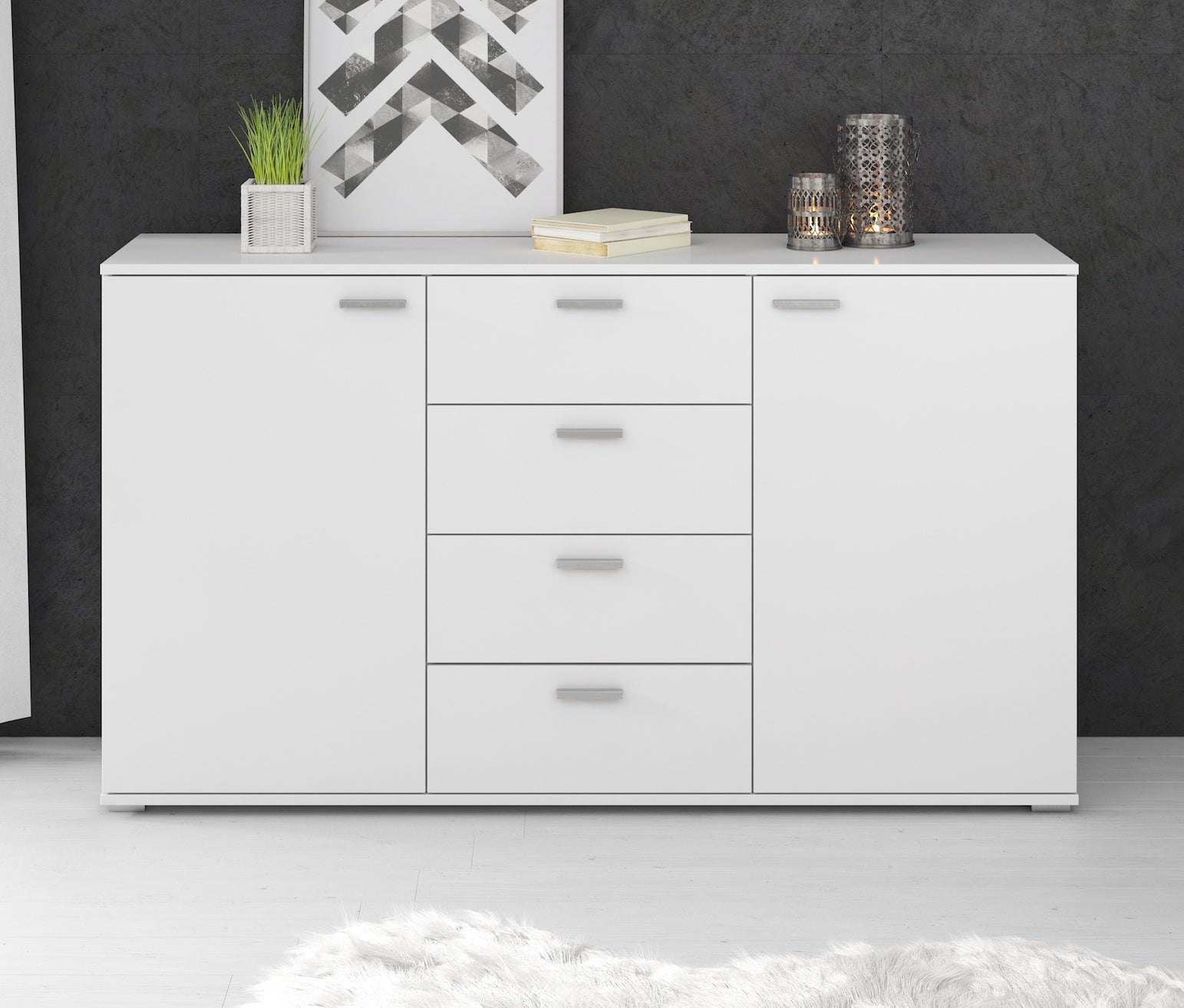 Meubella - Dressoir Dento - Wit - 150 cm