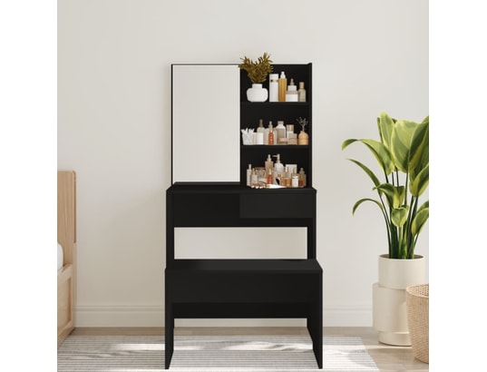 VIDAXL - Coiffeuse avec miroir noir 74,5x40x141 cm