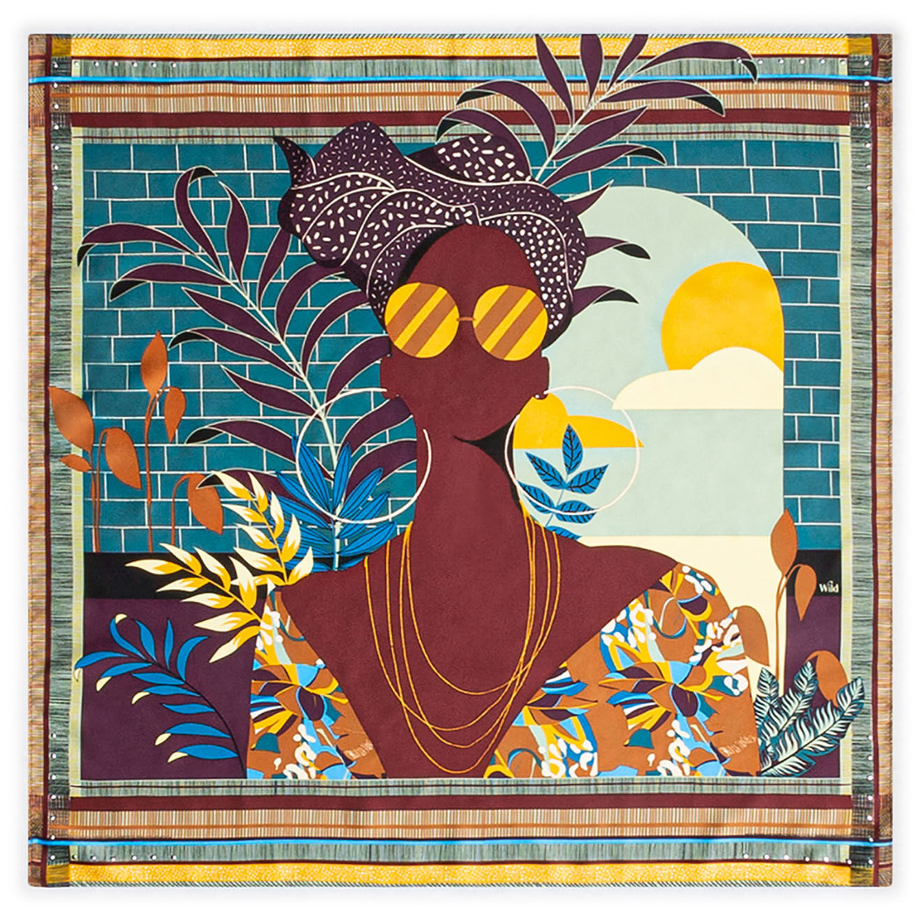 Wild Mini Foulard Saotome Mini bleu - 54x54 cm
