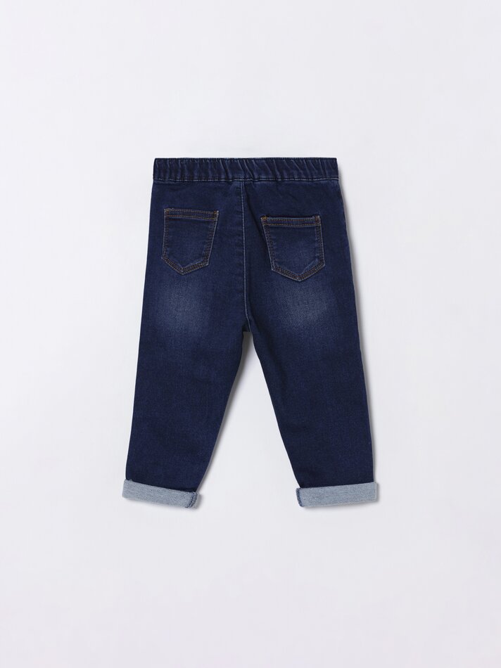 Calça jeans jogger confortável - Índigo