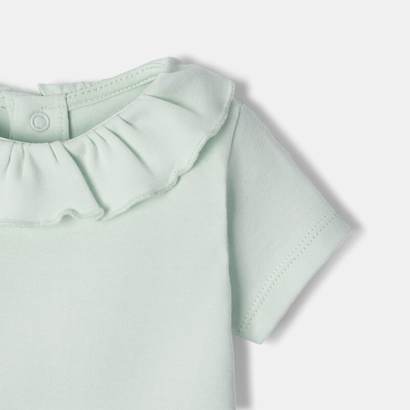 T-shirt à col collerette manches courtes en coton bio bleu naissance Absorba Bleu