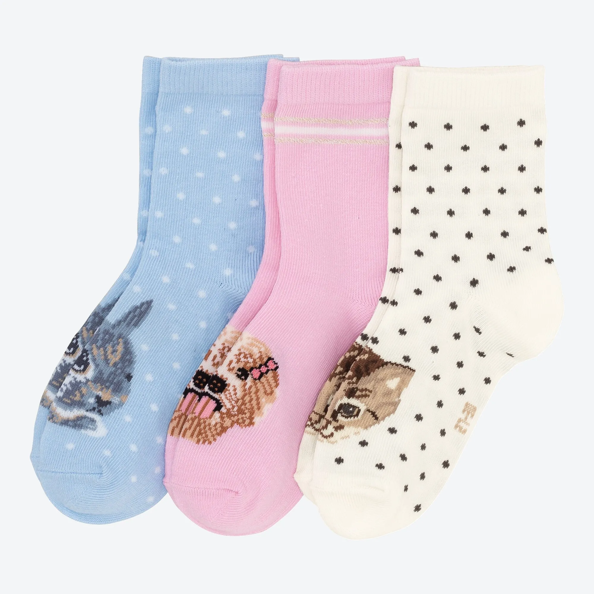 Mädchen-Socken mit Tier-Motiv, 3er-Pack