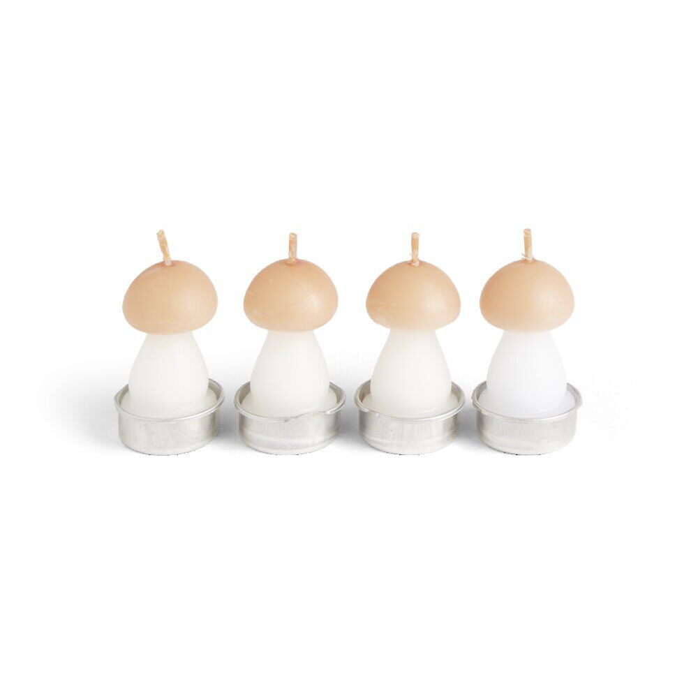 Bougie champignon blanc et orange 6H x4