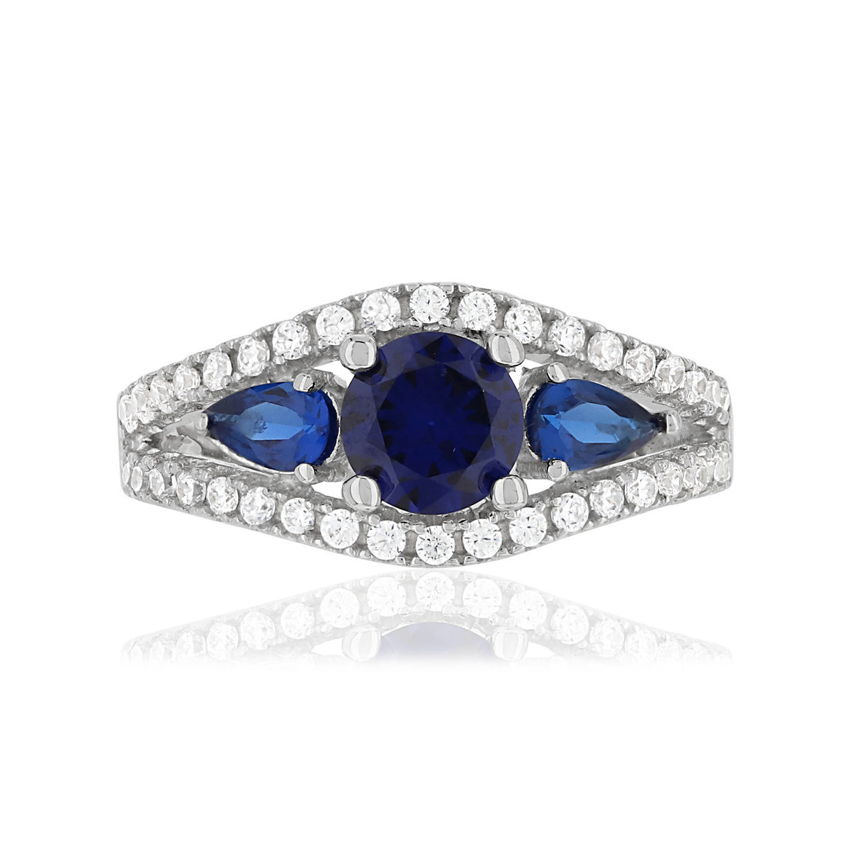 Bague argent 925 zirconias bleus et blancs