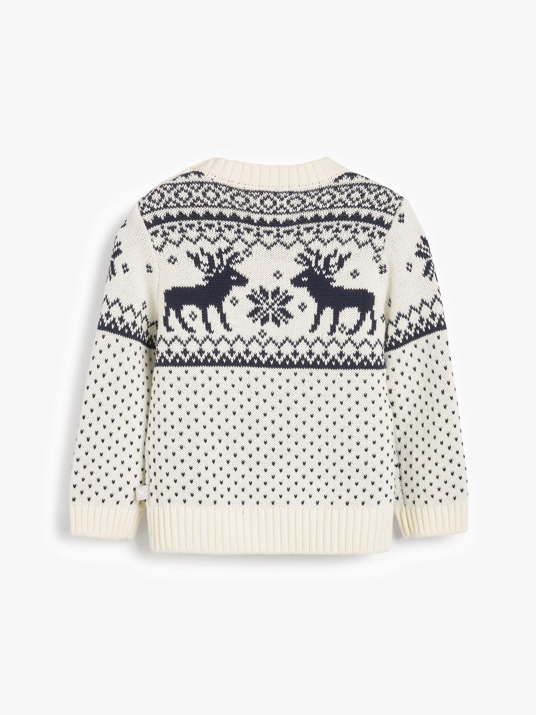 Crème - Kersttrui voor baby's met rendieren en fairislepatroon