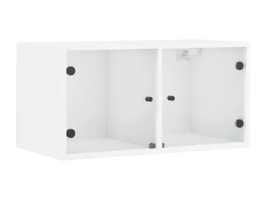 Armoires murales avec portes en verre 2 pcs blanc 68,5x37x35 cm