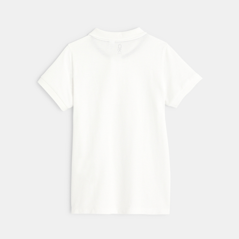 Polo en coton piqué blanc garçon