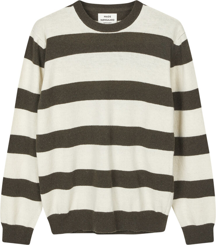 Mads Nørgaard - Copenhagen Eco Wool Stripe Kasey Sweater Brun og hvid med striber
