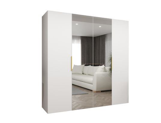 ABIKS MEUBLES - Armoire marbella 2 202/200/52 4 portes (blanc/doré)