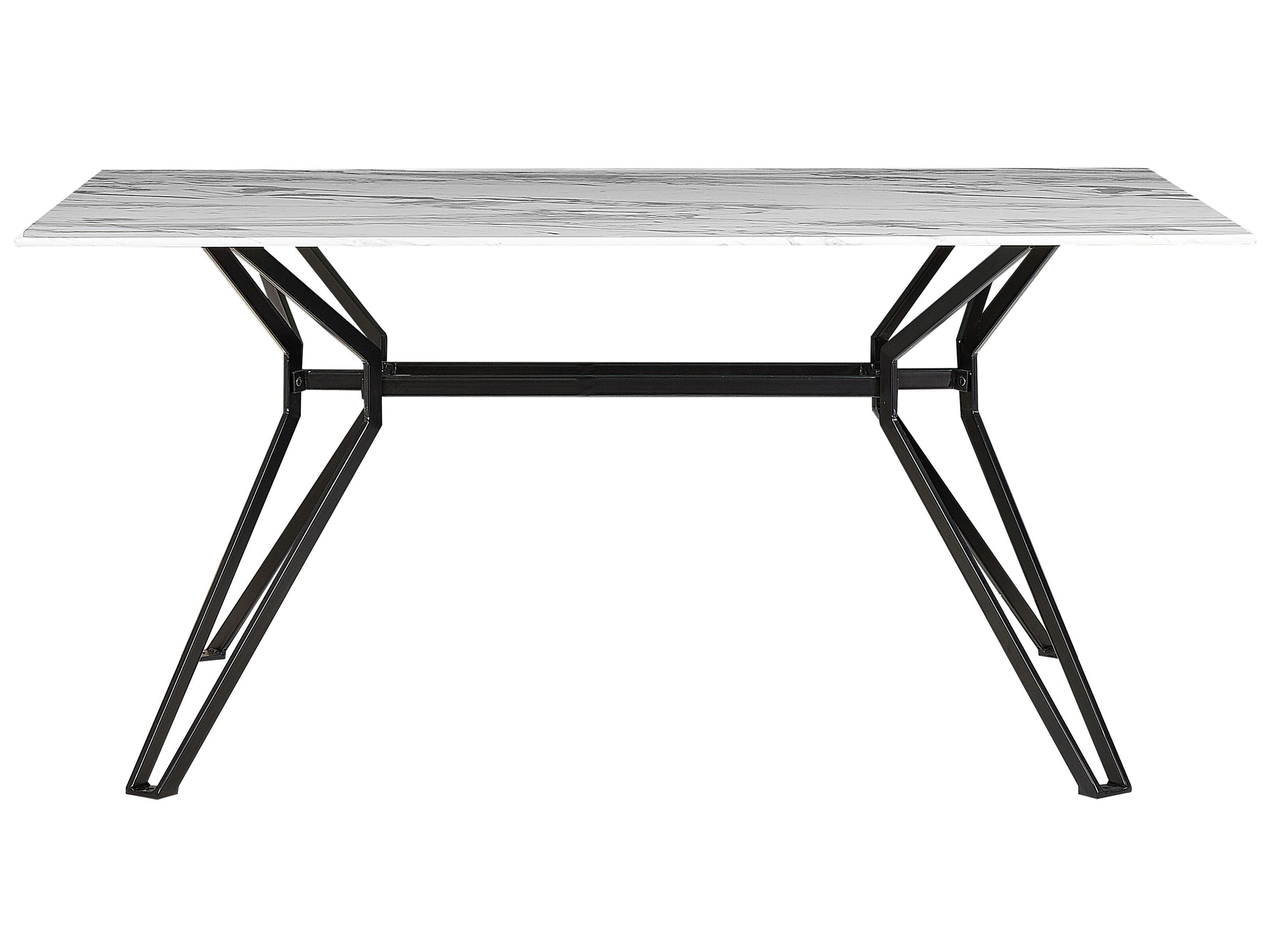 Eettafel BALLINA Wit marmer 90 cm Veiligheidsglas 160 cm