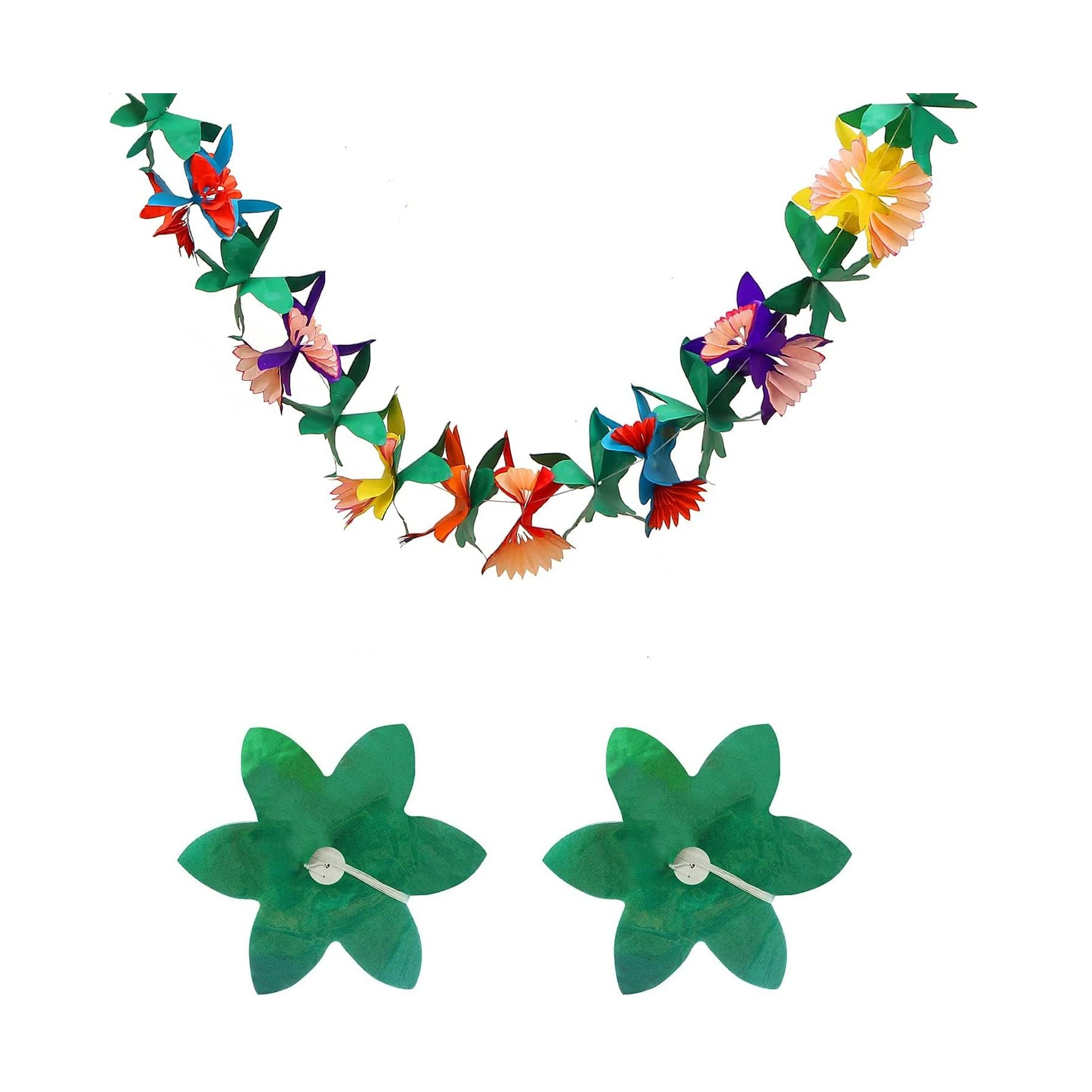 (3m) Papier Blumen Girlande Sommer Party Tropical Hawaii Dekoration Mottoparty Accessoire - Bunt