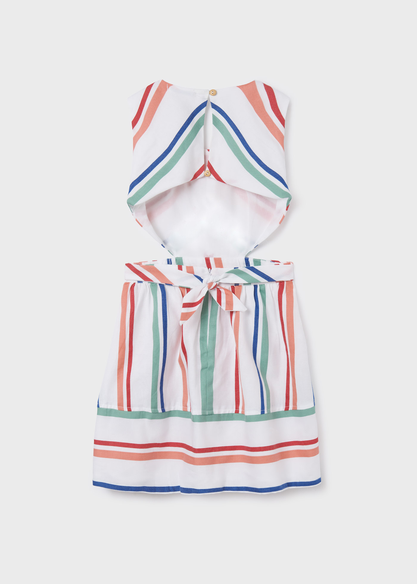 Vestido listrado com detalhe vazado para meninas