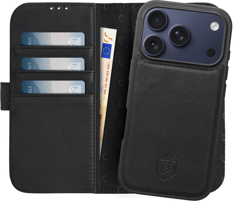 Rosso - Elite - Hoesje - Zwart - Echt Leer - iPhone 17 Pro Max