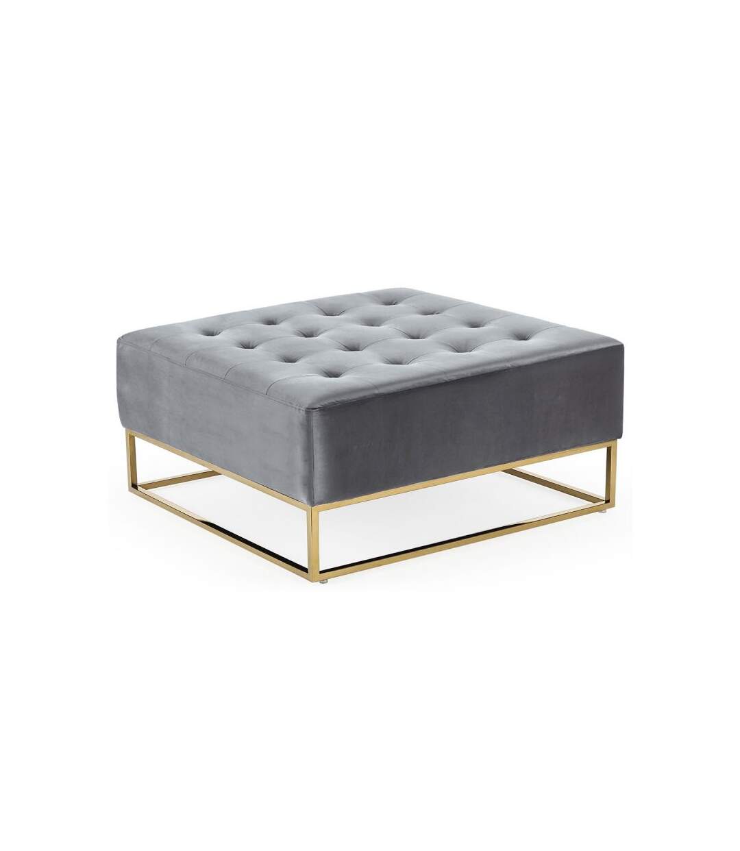 Paris Prix - Pouf Carré En Velours lakota 90cm Argent