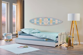 Stauraum-/Funktionsbett Danny 90 x 190 cm Kiefer massiv weiß lackiert