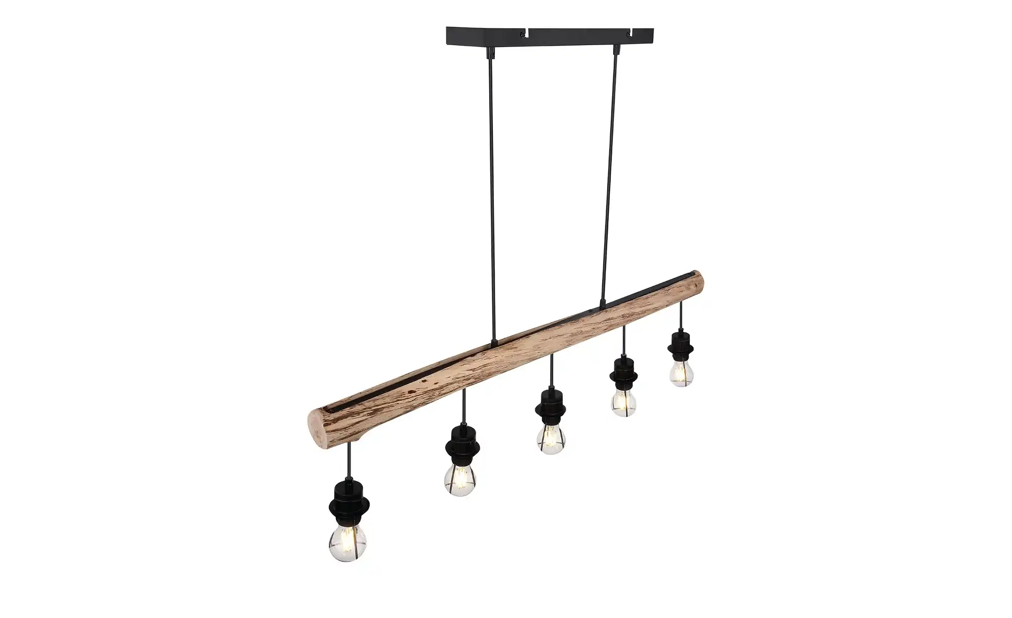 Pendelleuchte, 5-flammig, Holz/ Metall Körbe