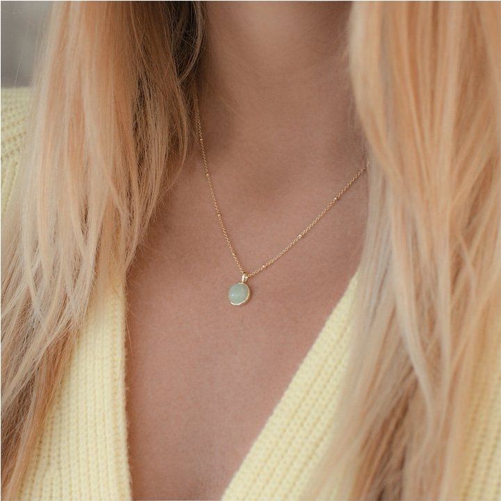 Ketting - Zilver - Amazonit - Veersluiting - Lengte 45 cm