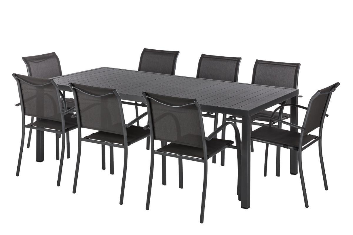 TABLE PIAZZA FIXE RECTANGLE ALUMINIUM GRAPHITE 8 PLACES