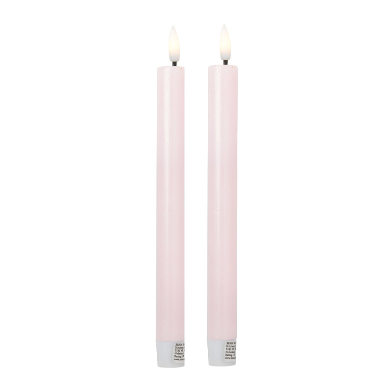 LED dinerkaarsen - roze - set van 2 - ø2.2x24.5 cm