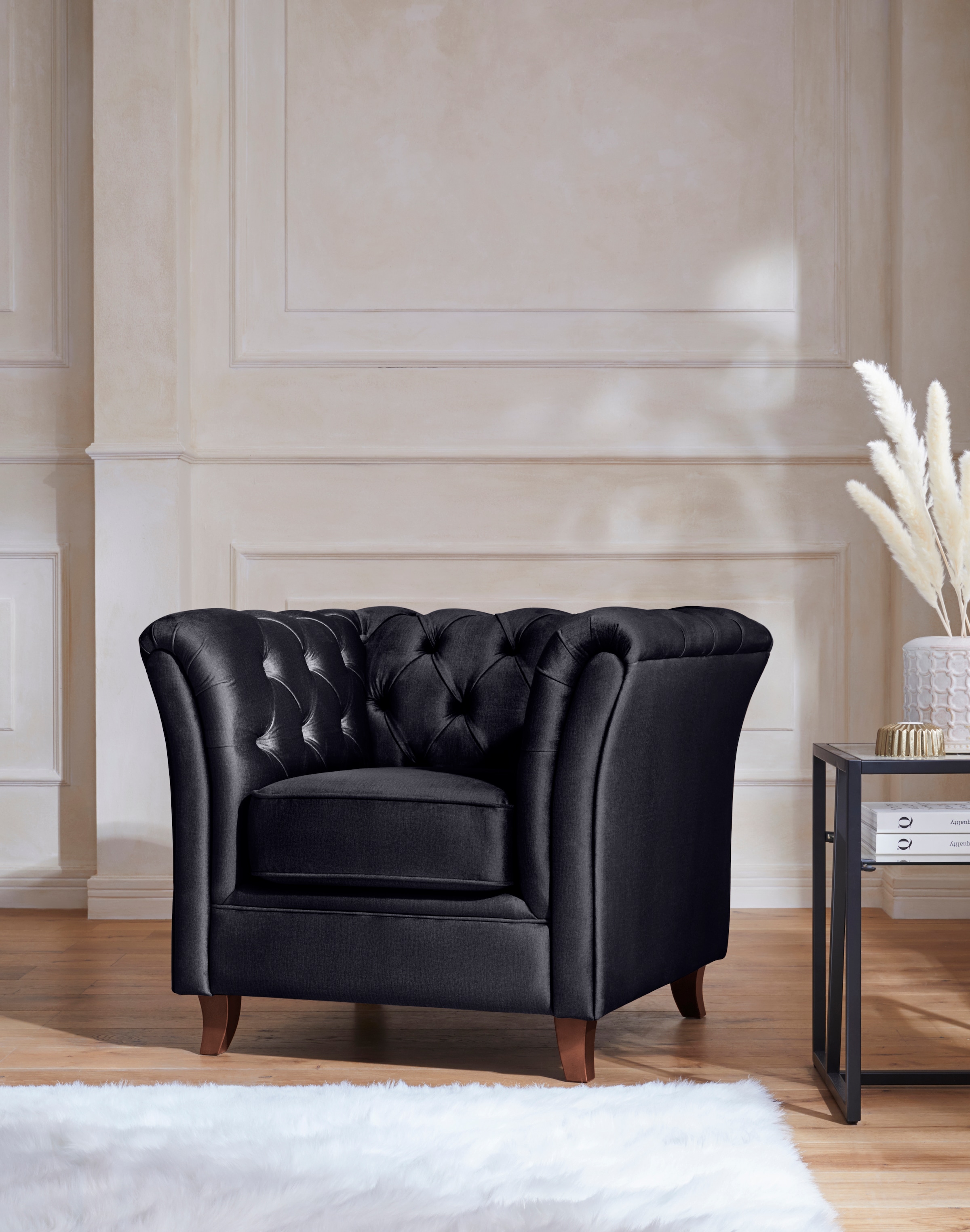 Home affaire Chesterfield-Sessel »Reims Cocktailsessel, Sessel« mit echter Chesterfield-Knopfheftung, hochwertige Verarbeitung