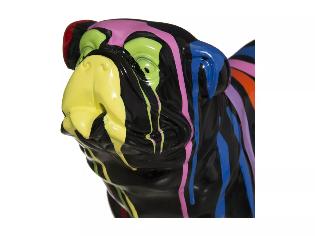 Chien décoratif en résine Noire et peint Trash L 25 cm