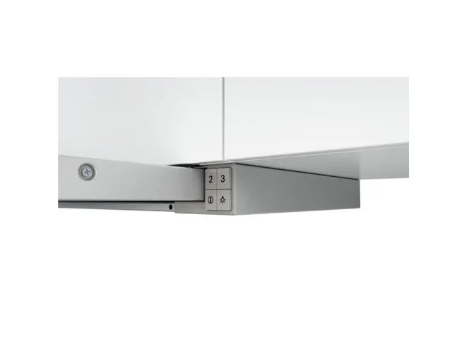 Bosch Hood DFT63AC50 Series 4 Telescopic, Energy efficiency class D, Width 60 cm, 368 m³/h, Mechanical, Silver, LED