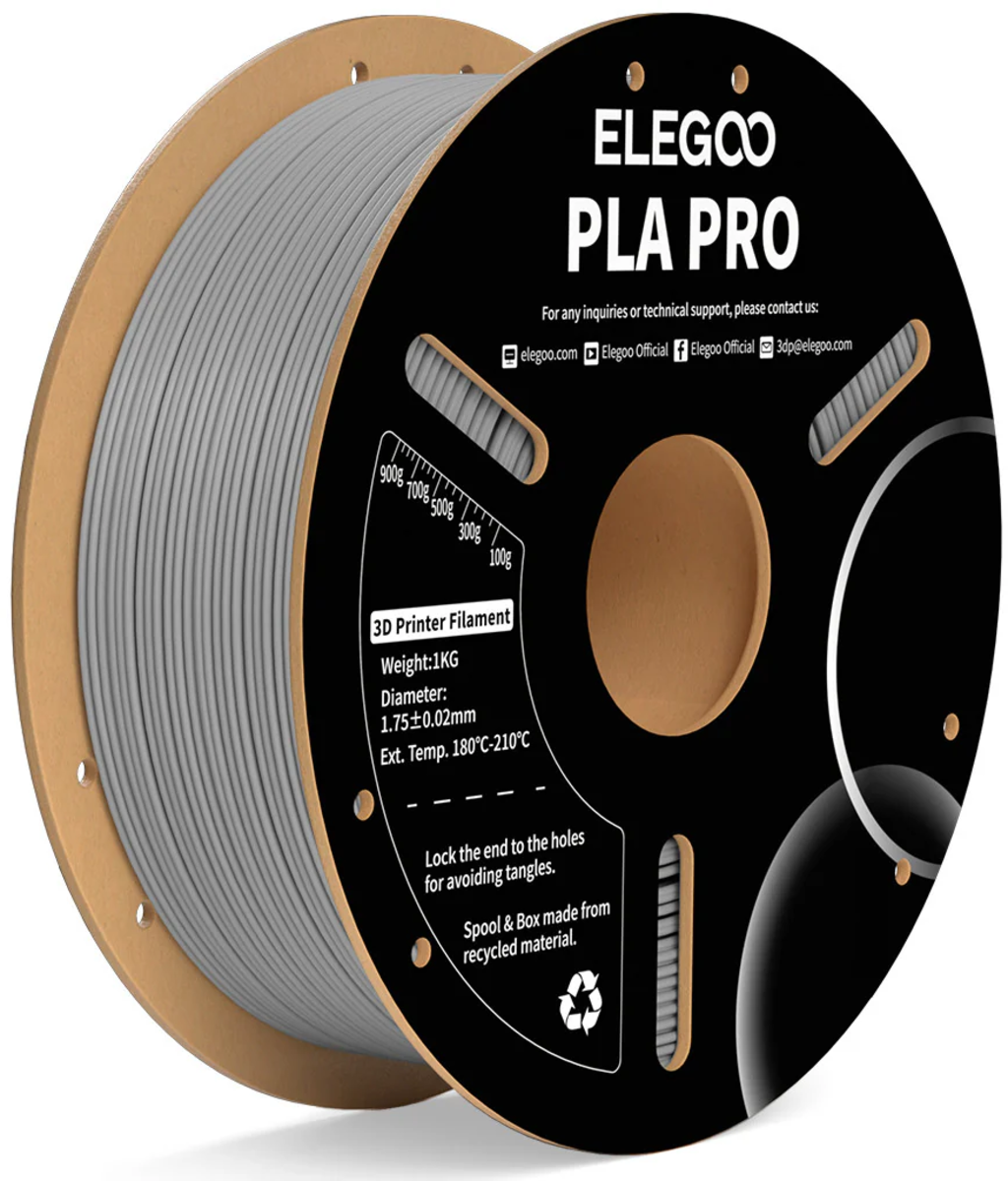 Elegoo  PLA Pro Grey, 1,75 mm / 1000 g    PLA mit hervorragender Starrheit, Steifheit & Temperaturbeständigkeit in Grau