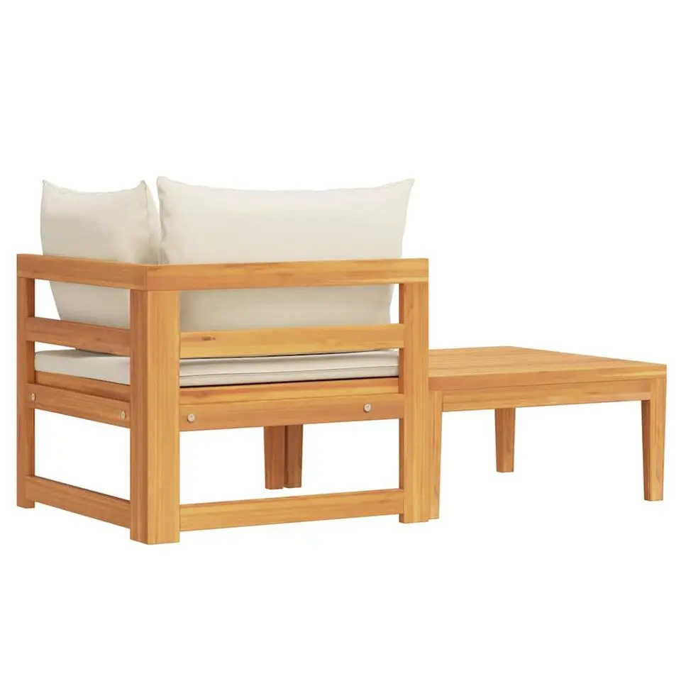vidaXL - Loungeset - Wit - Acaciahout - 2 stuks - Met kussens