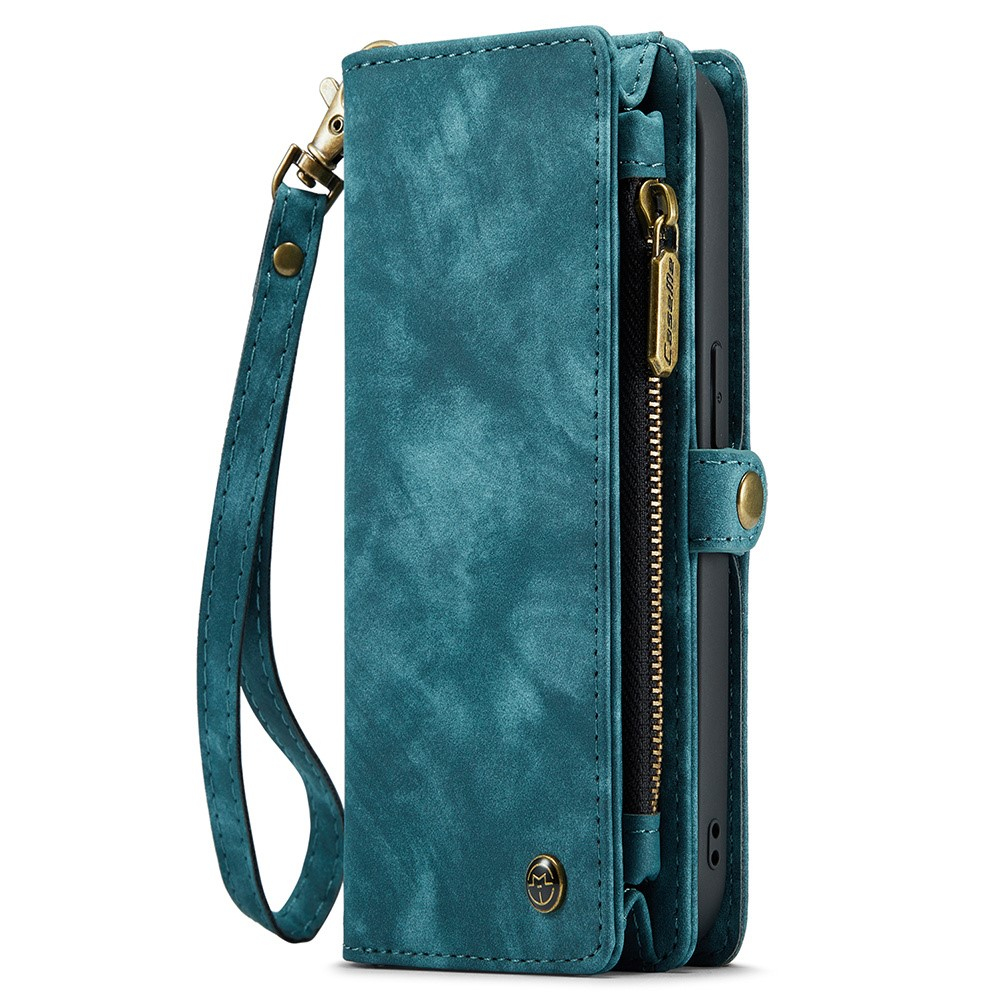 iPhone 15 Pro 2in1 Leder Tasche   Magnet Hardcase Karten Etui - Blau