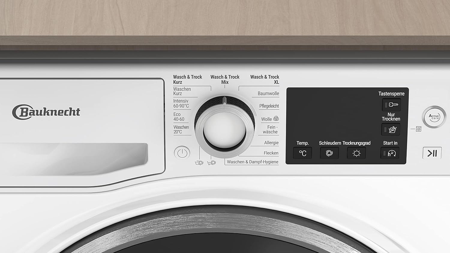 Bauknecht WATK Sense 96 41 N Waschtrockner/ 9/6 kg Waschen/Trocknen/Active Care Wash & Dry Technologie/Flecken 20° / Dampf-Programm/Wolle-Programm/Nachlegefunktion/PRO-Inverter Motor, Weiß