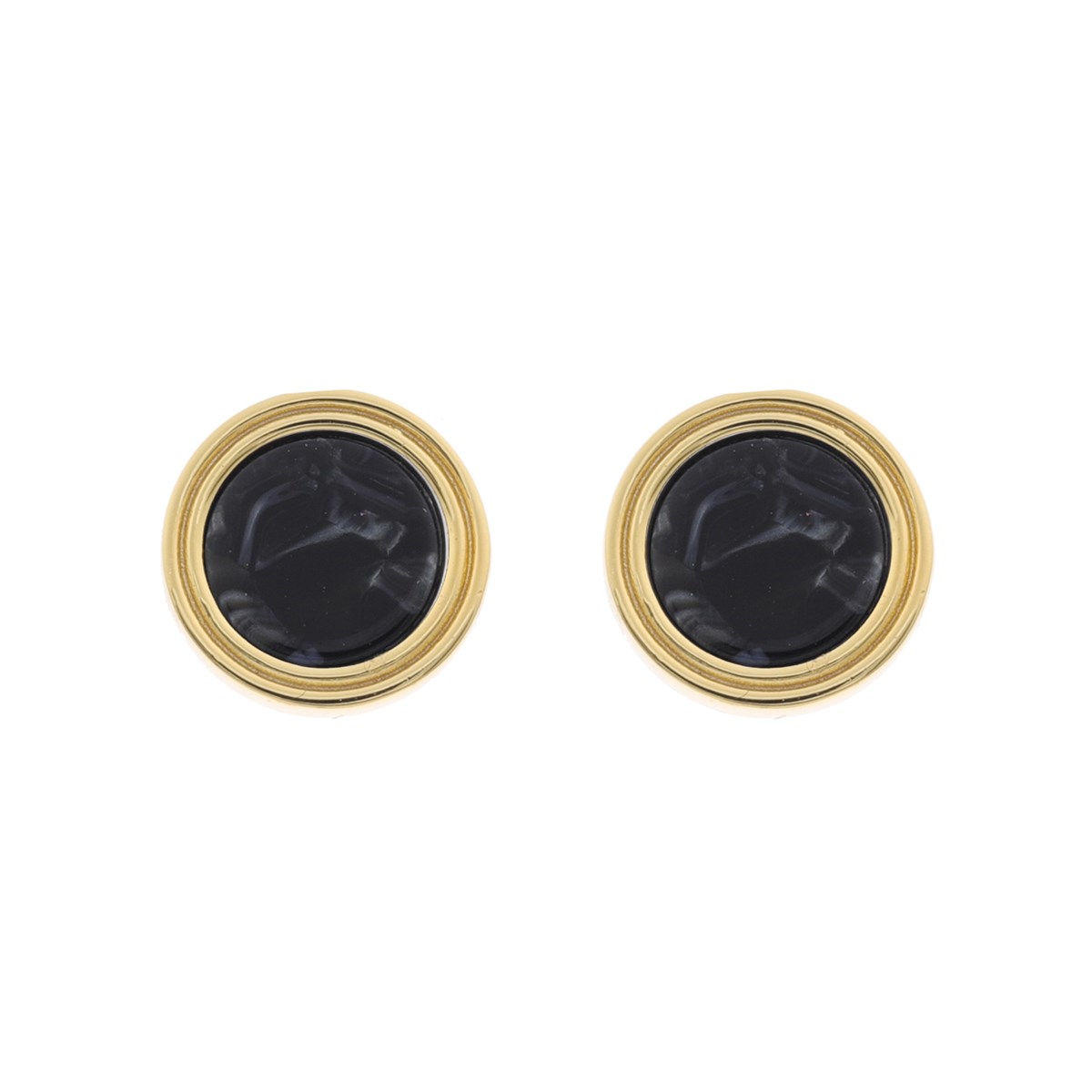 Boucles D'oreilles Argent Doré Et Acétate Noire
