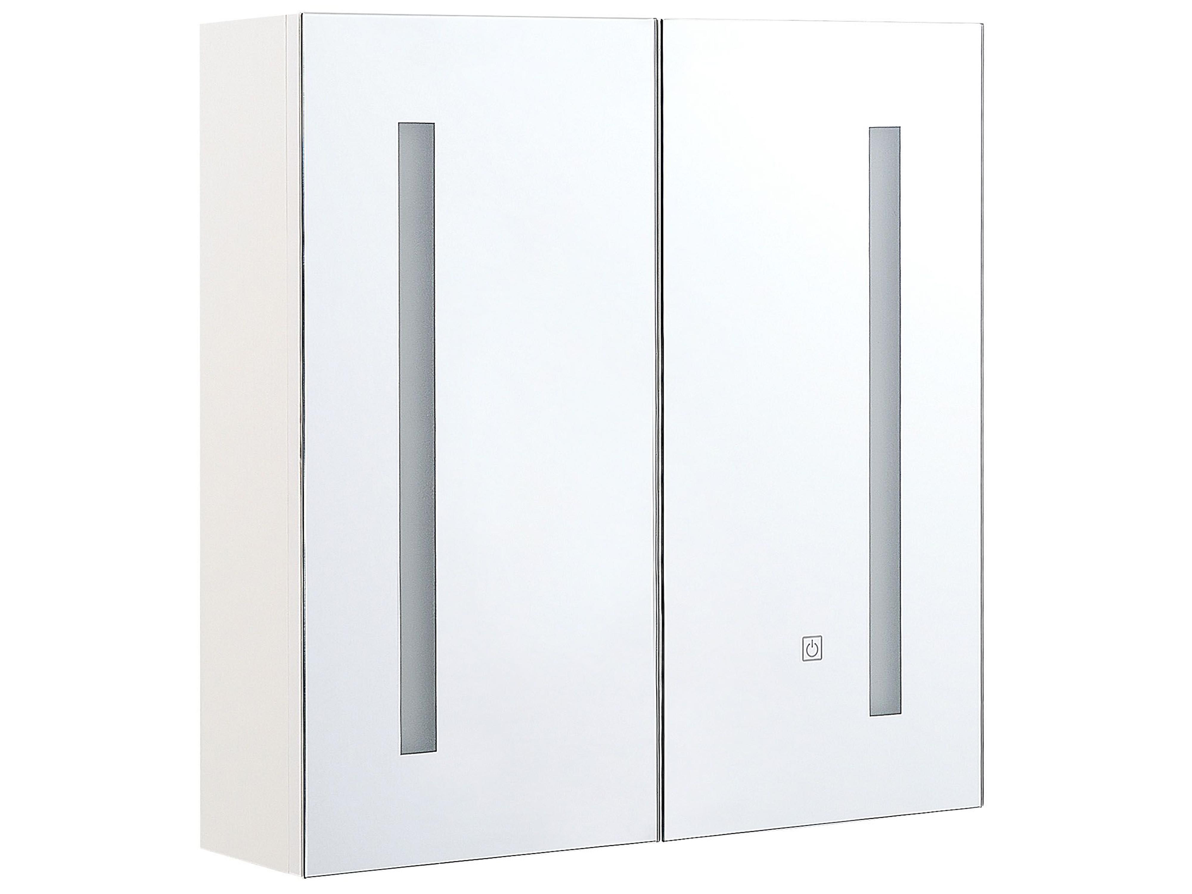 Badkamer wandkast met spiegel LED CHABUNCO 60 cm 60 cm Wit