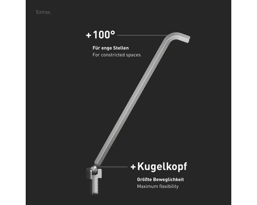 INBUS® 70211 Hoekschroevendraaierset, 9-delig, 1,5–10 mm, met 100° hoek en kogelkop — Gemaakt in Duitsland