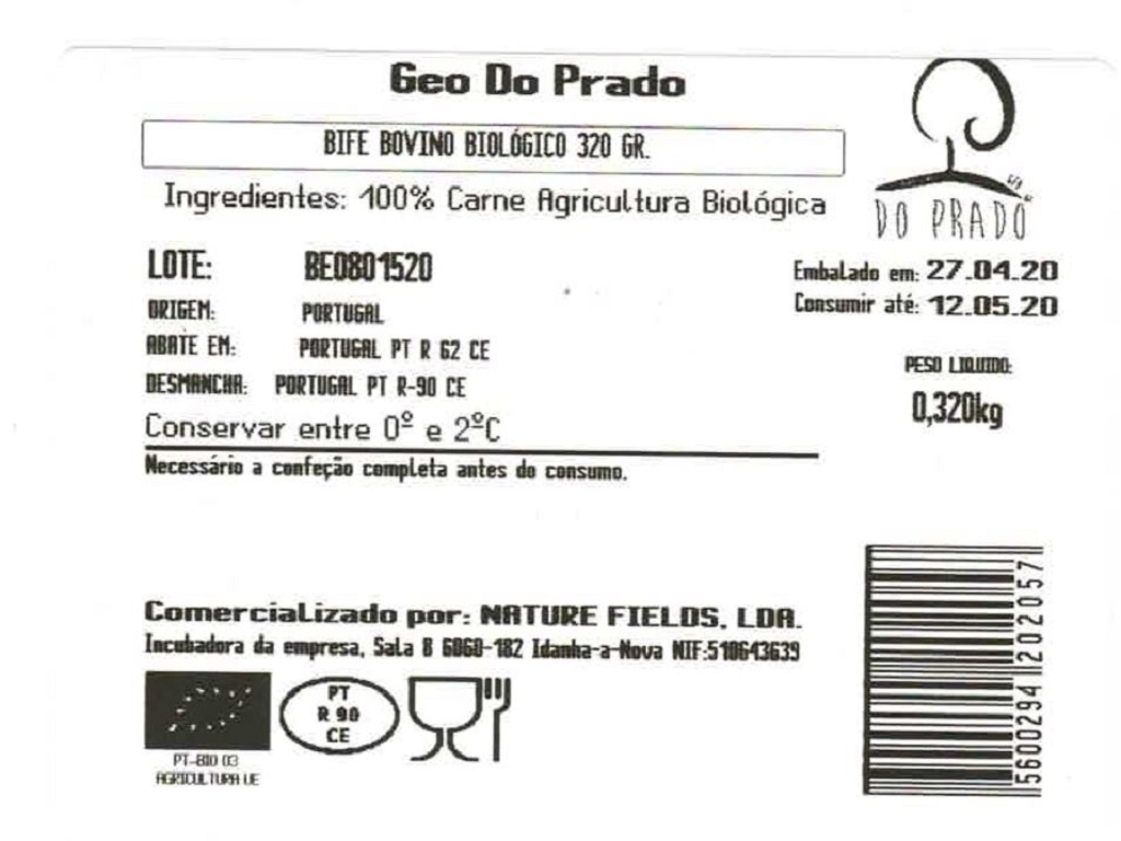BIFE GEO DO PRADO DE BOVINO BIO 320G