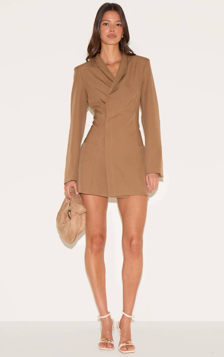 Champignon Robe Blazer Tissée Sans Col