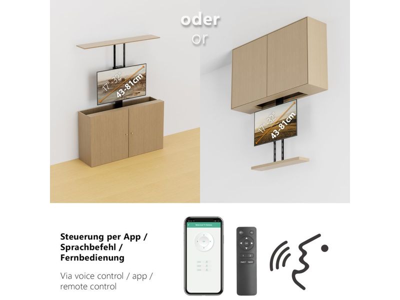 My Wall TV-Lift HP 66-1 L max. 60 kg TV-Einbaulift für 32-48 Zoll Fernseher zum Rauffahren oder Runterlassen